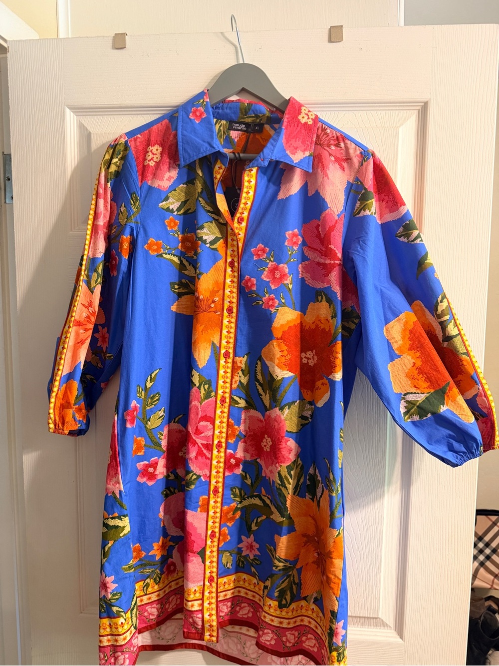 Maude Vivante Blue Floral Button-Front Dress